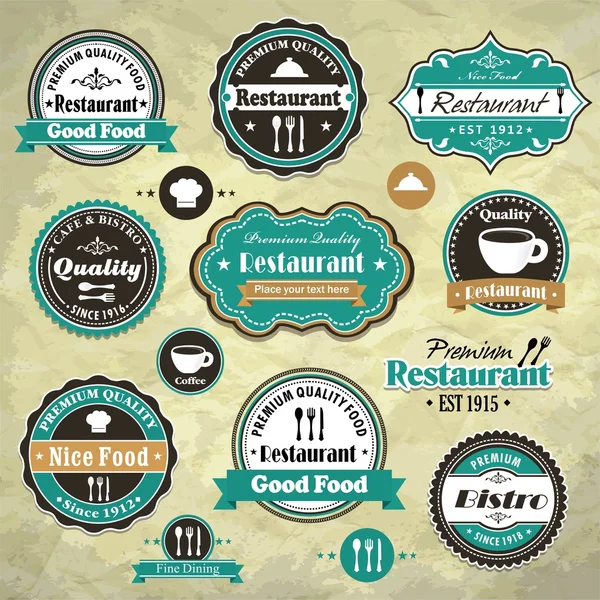复古框架与食物的餐厅模板 — 图库矢量图片
