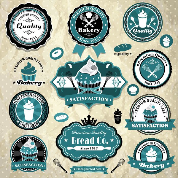 Винтажная рамка с шаблоном этикетки хлеба пекарни кекс
