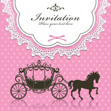 Vintage Luxury carriage invitation design clipart