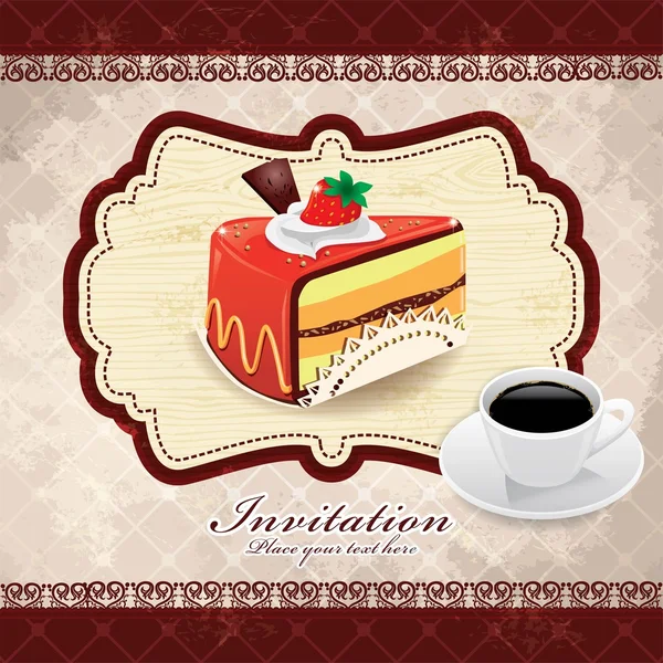 Vintage frame with cupcake & coffee template — Stock Vector