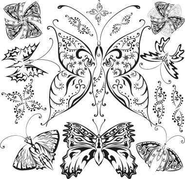 Butterflies set clipart