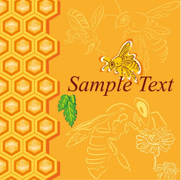 Honung bakgrund med bin — Stock vektor