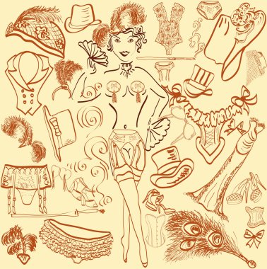 Bourlesque cabaret accessories clipart