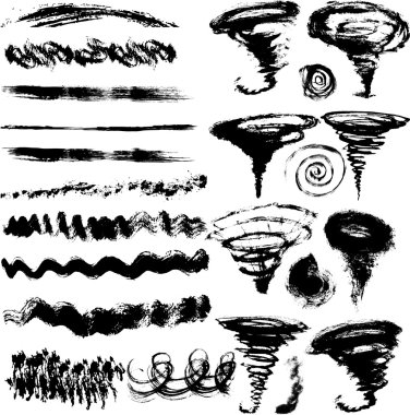 Real ink brush strokes and swirls clipart