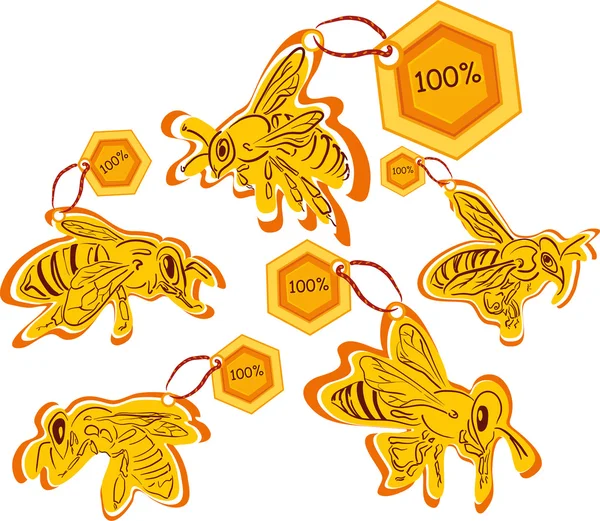 Etiquetas de abelhas de produtos de alta qualidade — Vetor de Stock