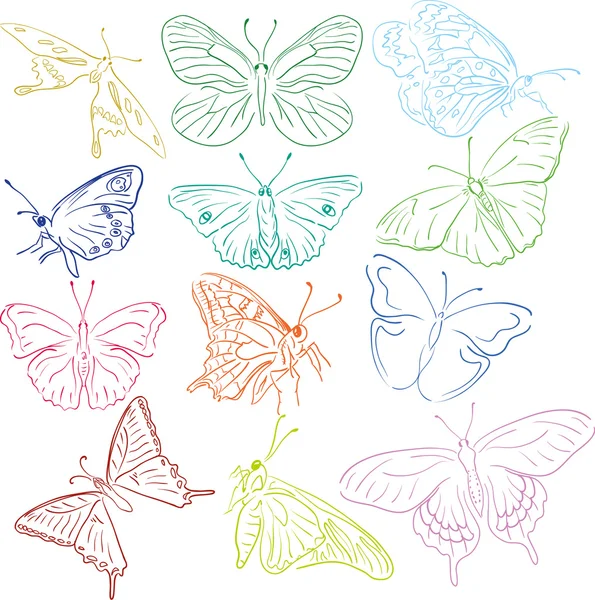 Fjärilar solhouettes — Stock vektor
