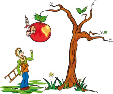 Gardener fighting worm clipart