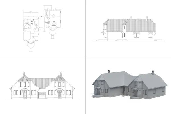 Σχεδιάγραμμα σπίτι — Φωτογραφία Αρχείου