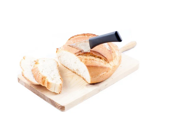 Így kenyér szelet egy elkülönített Hogaza (spanyol kenyér hasonló — Stock Fotó