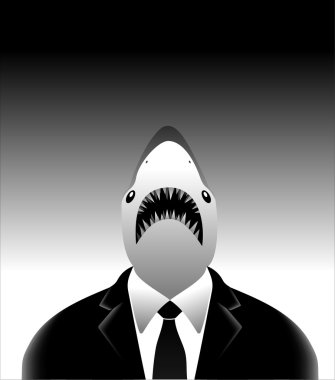 The art business white shark in classic suit on gr clipart