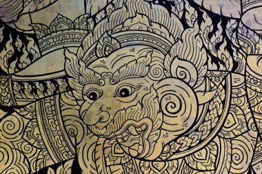 Ancient Thai art of monkey clipart