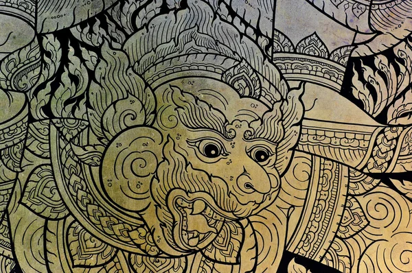 Starověké thajské umění opice — Stock fotografie