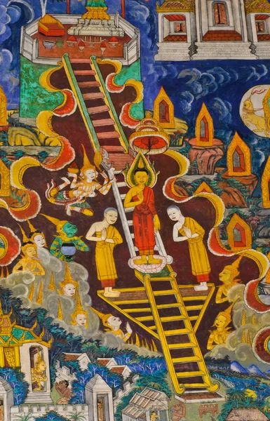 Antika buddhistiska väggmålning — Stockfoto