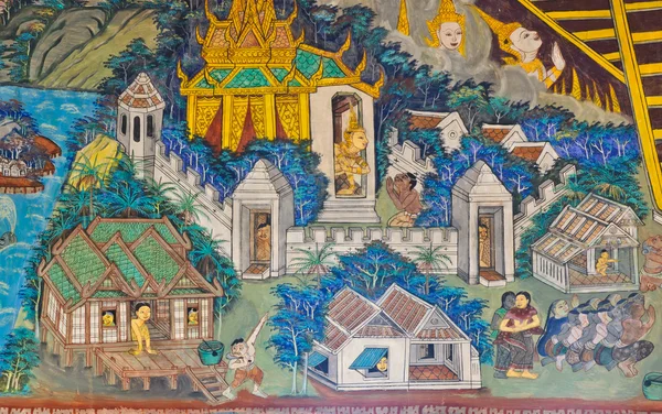 Antiguo mural tailandés — Foto de Stock