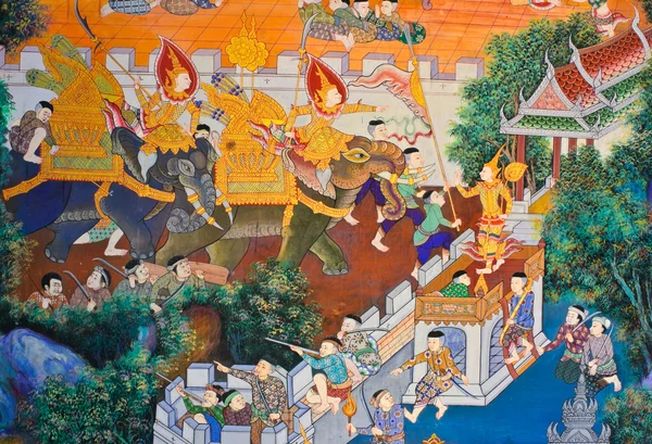 Antiguo mural tailandés — Foto de Stock