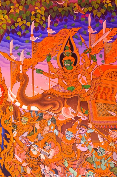 Peinture murale thaï — Photo