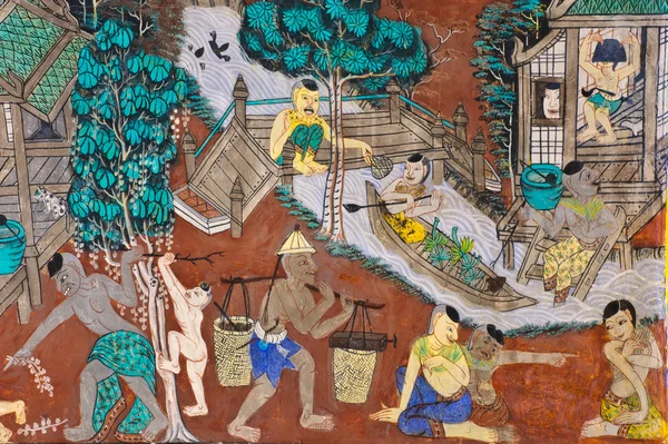고 대 불교 사원 벽화 — 스톡 사진