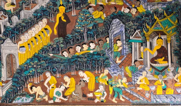 Antiguo mural del templo budista —  Fotos de Stock