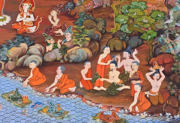 Oude boeddhistische muurschildering — Stockfoto