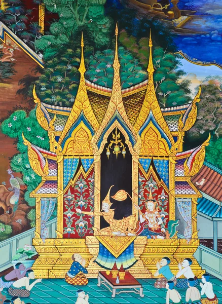 Murale buddista — Foto Stock