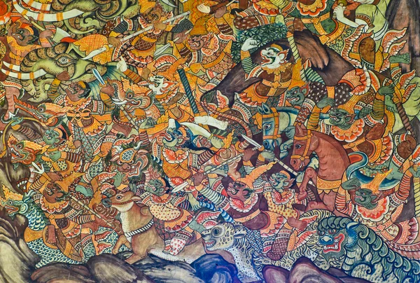 Traditionella thailändska väggmålning — Stockfoto