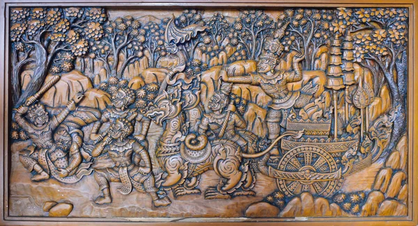 La epopeya ramayana tallada en madera —  Fotos de Stock