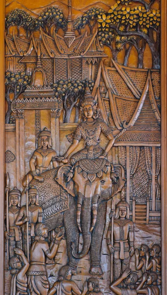 Tajski drewniane rzeźbione — Zdjęcie stockowe