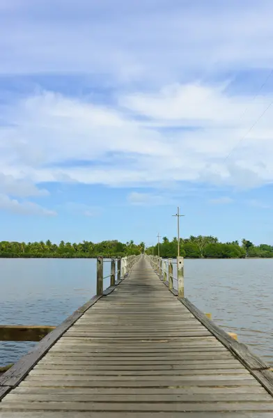 stock image Long wood bridge