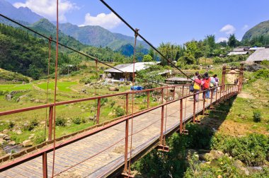 Red bridge in Sapa, Vietnam clipart