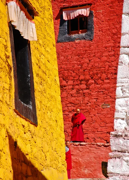Jasny kolor tybetańskich budynku — Zdjęcie stockowe