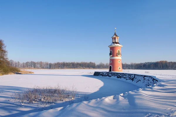 Moritzburg vuurtoren in de winter 01 — Stockfoto
