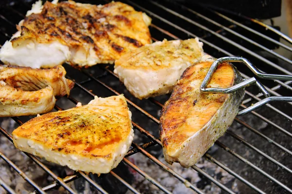stock image Grilling steak from fish 16