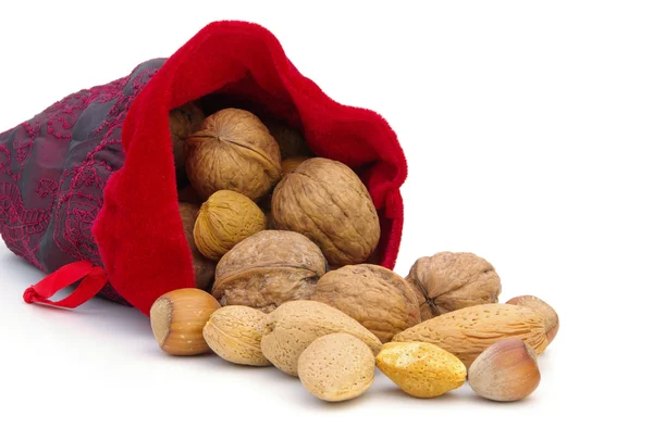 Nuts in sack 01 — Stock Photo, Image