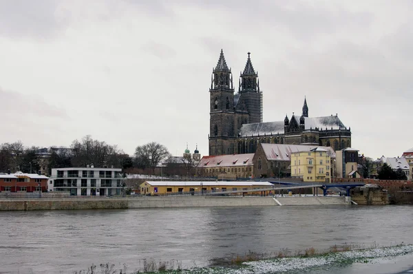 Magdeburg Kathedraal in de winter 01 — Stockfoto