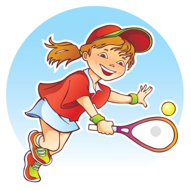 Sportive girl playing tennis clipart