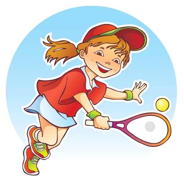 陽気な女の子テニス — ストックベクタ