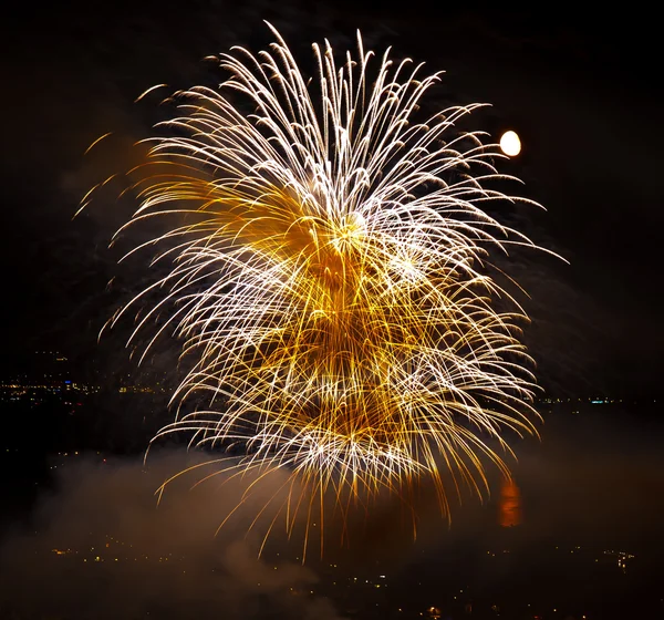 Celebration in summer with fireworks — Stock Photo, Image