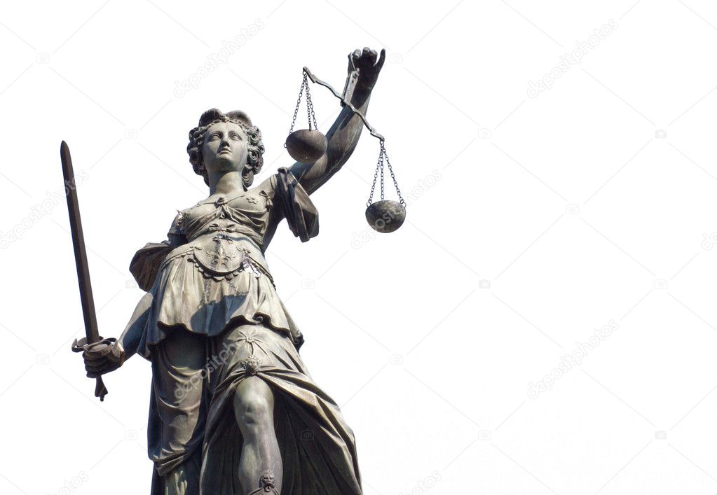 Justitia isolated on a white background