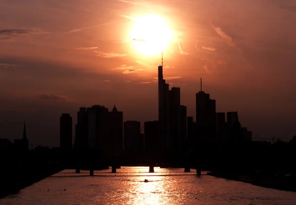 stock image Golden sunset over Frankfurt