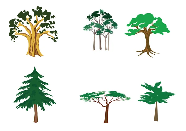 Uppsättning träd — Stock vektor
