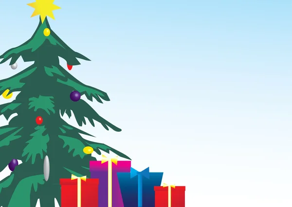 Christmas tree and gift box — Stock Vector