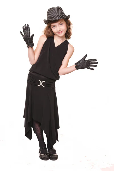 A girl dressed as a gangster — Stock Photo, Image
