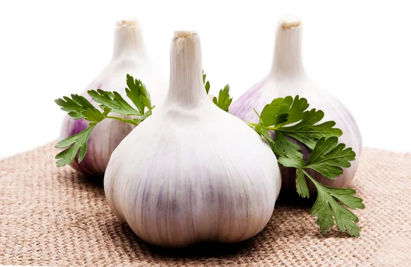 stock image Parsley and garlic on an isolated background