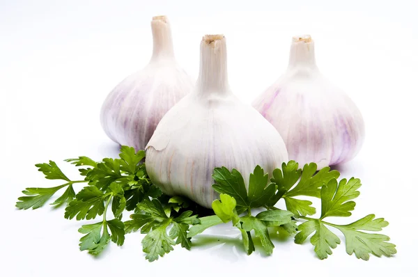 stock image Parsley and garlic on an isolated background