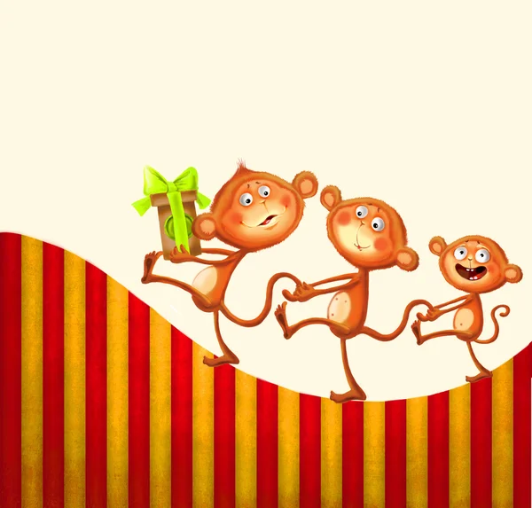 아기 동물 배너입니다. 원숭이입니다. 만화 레이블. — 스톡 사진