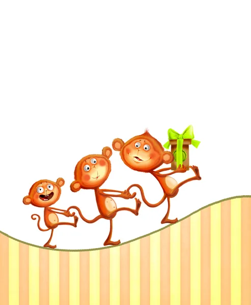 Bandeira de animal bebé. Macaco. Etiqueta dos desenhos animados . — Fotografia de Stock