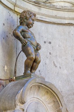 Manneken Pis, closeup view of statue in Brussels clipart