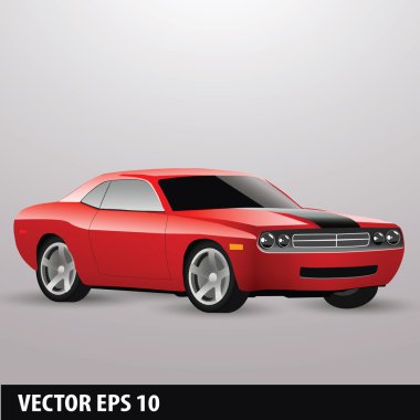 Vector red american car clipart