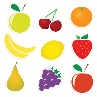 Vector set of fruit stickers clipart