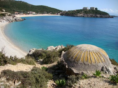 Bunker on the beach, South Albania clipart